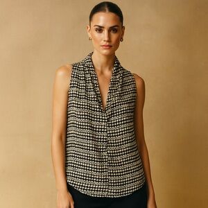 Rose & Olive Black and Cream Patterned Blouse